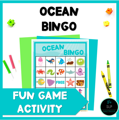 Ocean Bingo Game Activity Speech Therapy