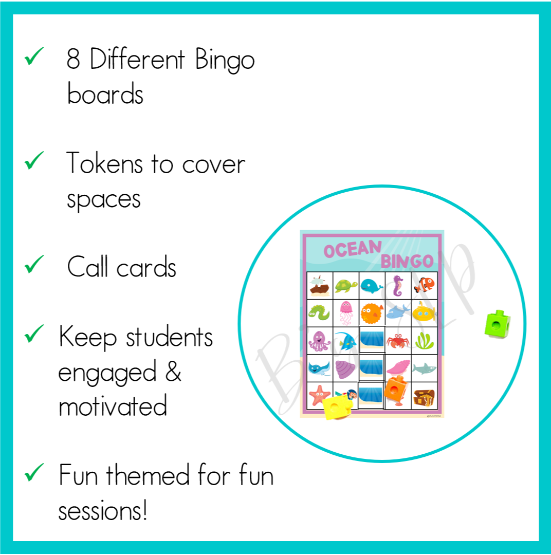 Ocean Bingo Game Activity Speech Therapy