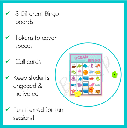 Ocean Bingo Game Activity Speech Therapy