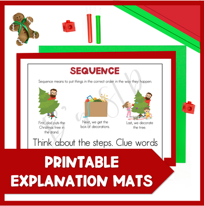 Christmas Sequence and Retell Printable Task Cards and Stories Speech Therapy