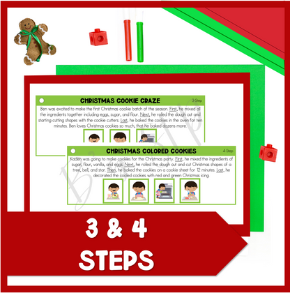 Christmas Sequence and Retell Printable Task Cards and Stories Speech Therapy