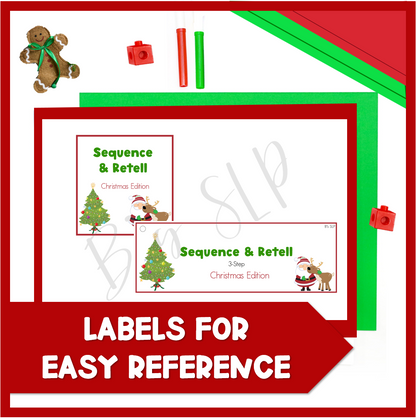 Christmas Sequence and Retell Printable Task Cards and Stories Speech Therapy