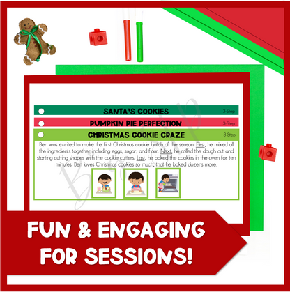 Christmas Sequence and Retell Printable Task Cards and Stories Speech Therapy