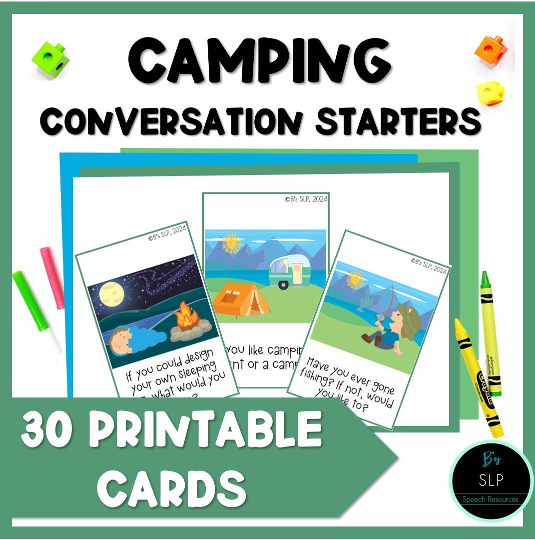 Conversation Starters Camping Social Skills Card Activity Speech Therapy