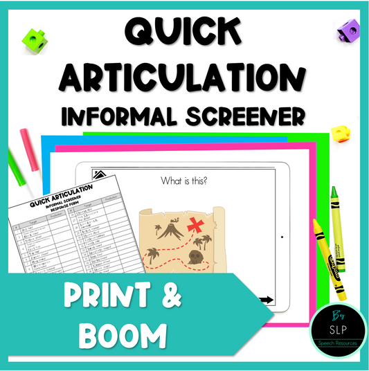 Quick Articulation Screener Informal Articulation Assessment Speech Therapy