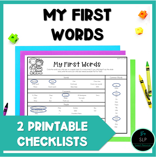 First Words Assessment Vocabulary Checklist Early Intervention Speech Therapy