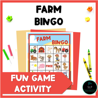 Farm Bingo Game Activity Speech Therapy