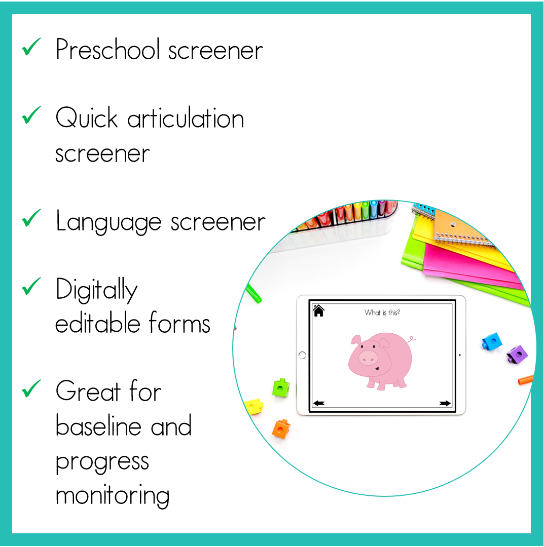 Informal Screeners BUNDLE Speech Therapy