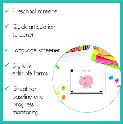 Informal Screeners BUNDLE Speech Therapy