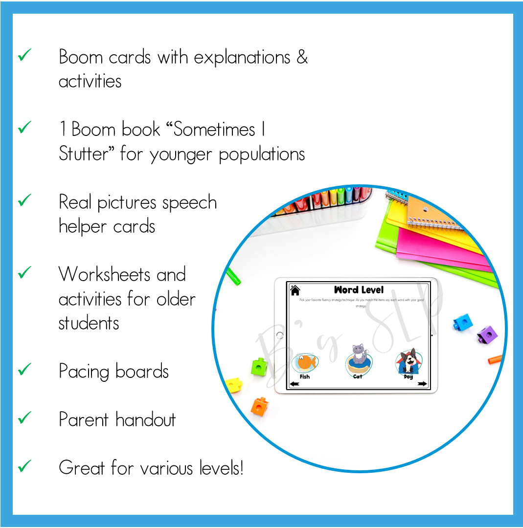 Stuttering Fluency Strategies, Activities, Worksheets BUNDLE Speech Therapy