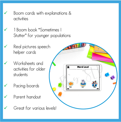 Stuttering Fluency Strategies, Activities, Worksheets BUNDLE Speech Therapy