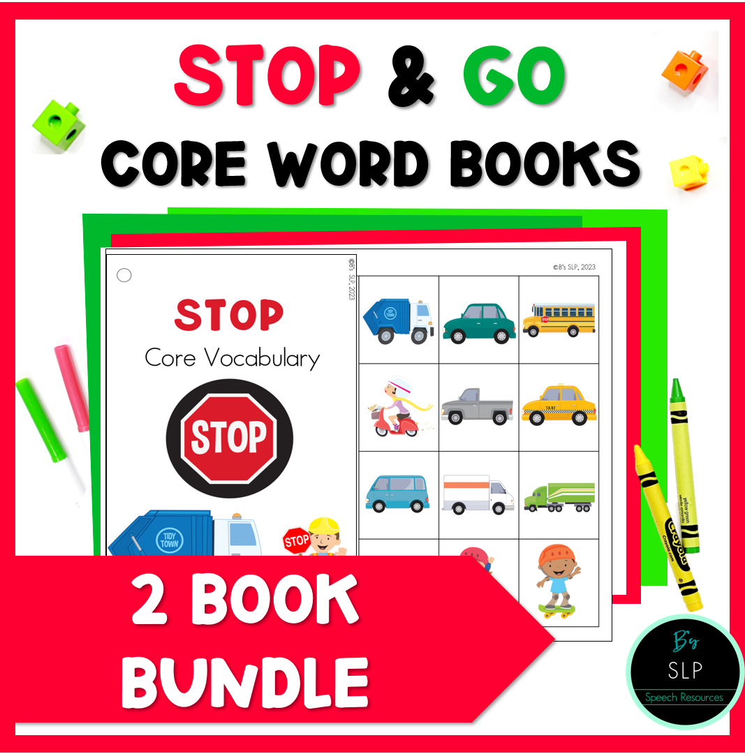 Stop and Go Core Word AAC Book Vocabulary Activities BUNDLE Speech Therapy