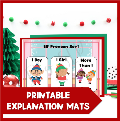 Christmas Winter Elf Pronouns Sorting Activity Speech Therapy