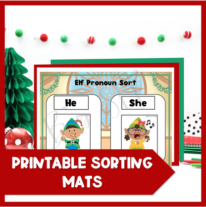 Christmas Winter Elf Pronouns Sorting Activity Speech Therapy