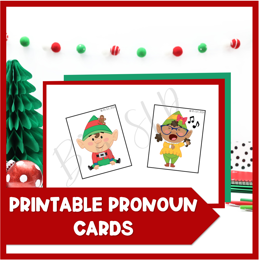 Christmas Winter Elf Pronouns Sorting Activity Speech Therapy