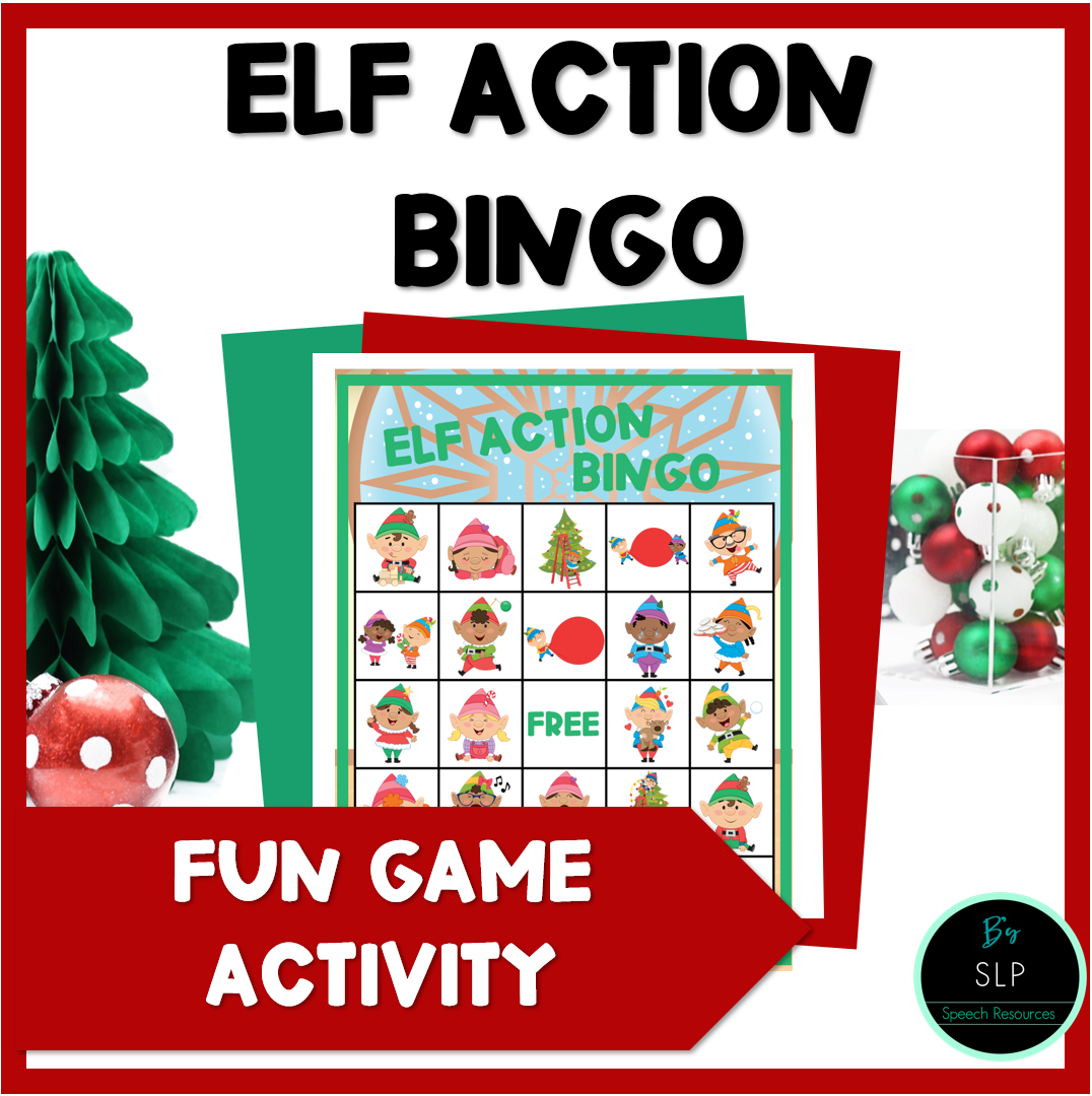 Christmas Winter Elf Actions Bingo Game Activity Speech Therapy