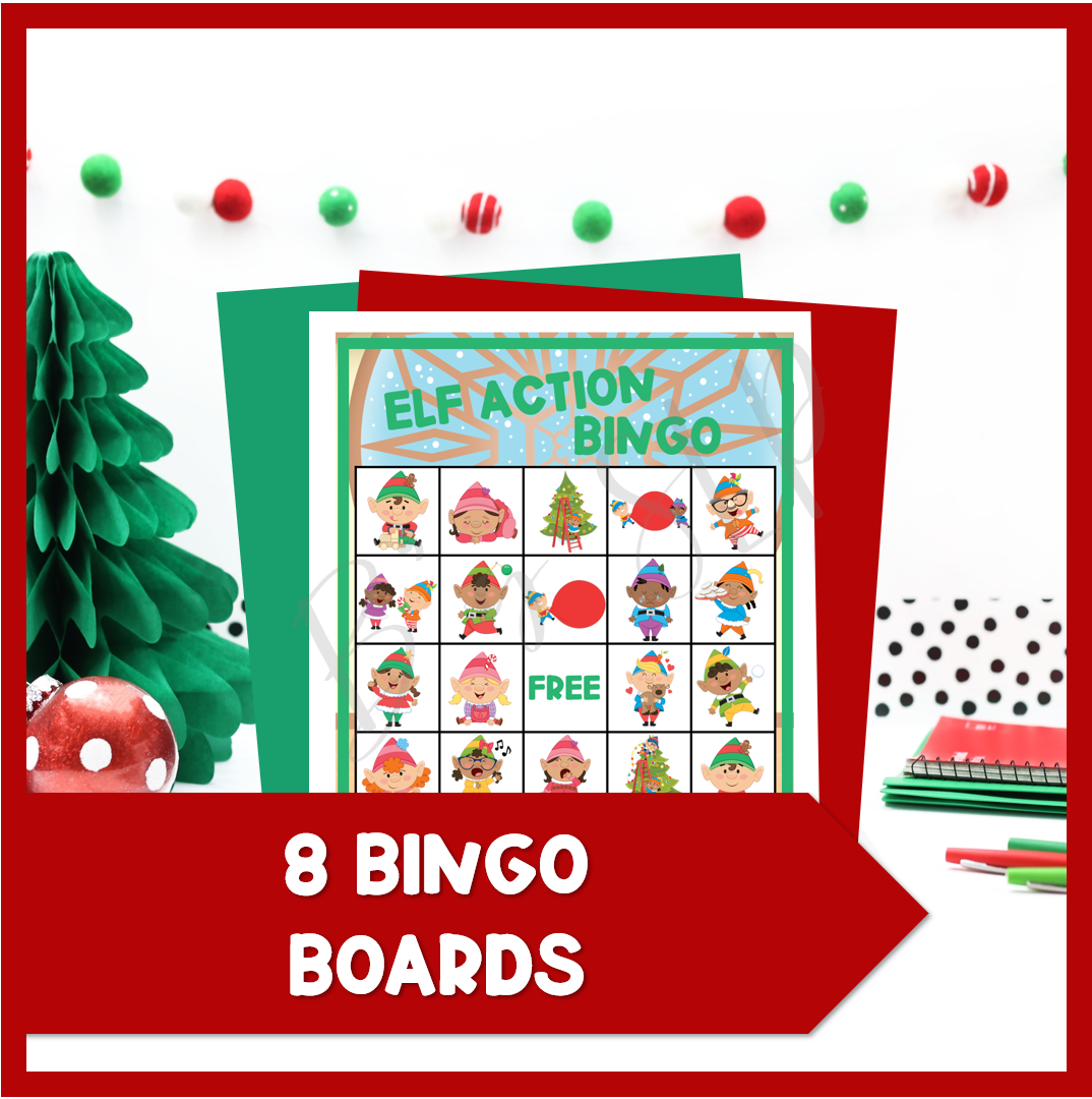 Christmas Winter Elf Actions Bingo Game Activity Speech Therapy