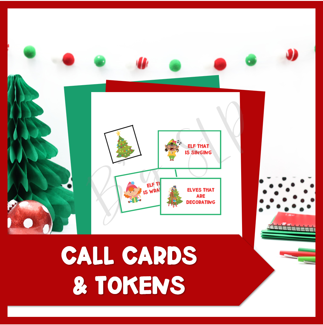 Christmas Winter Elf Actions Bingo Game Activity Speech Therapy