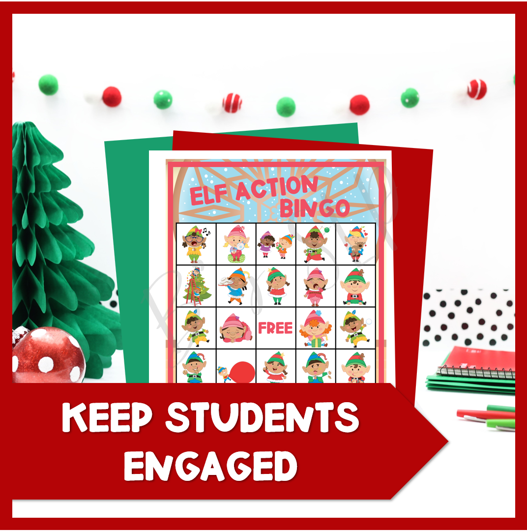 Christmas Winter Elf Actions Bingo Game Activity Speech Therapy