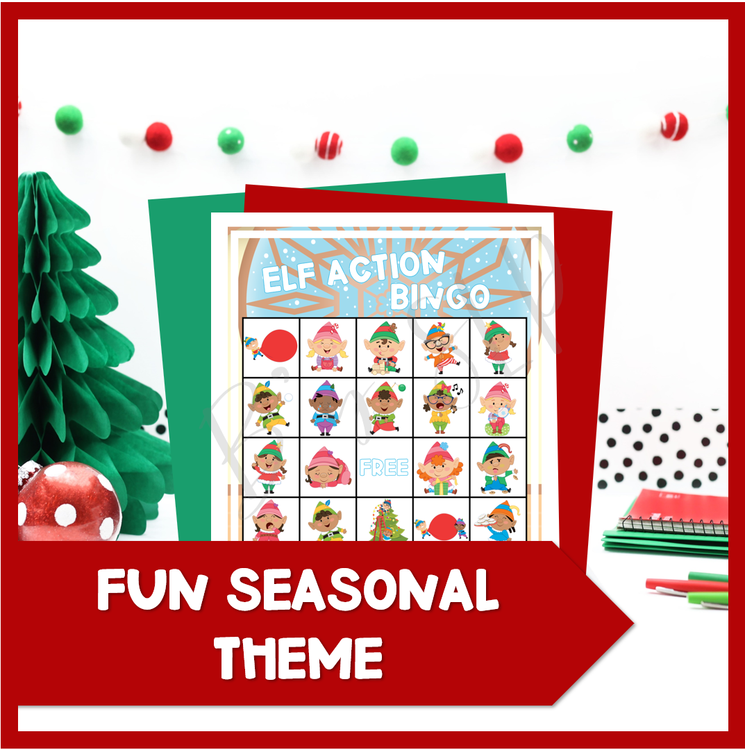 Christmas Winter Elf Actions Bingo Game Activity Speech Therapy