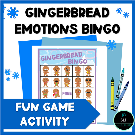 Christmas Winter Gingerbread Emotions Bingo Game Activity Speech Therapy