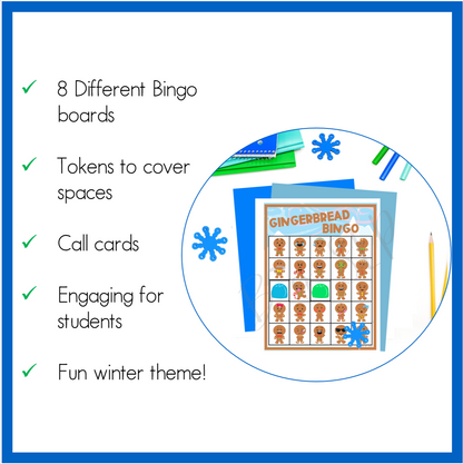 Christmas Winter Gingerbread Emotions Bingo Game Activity Speech Therapy