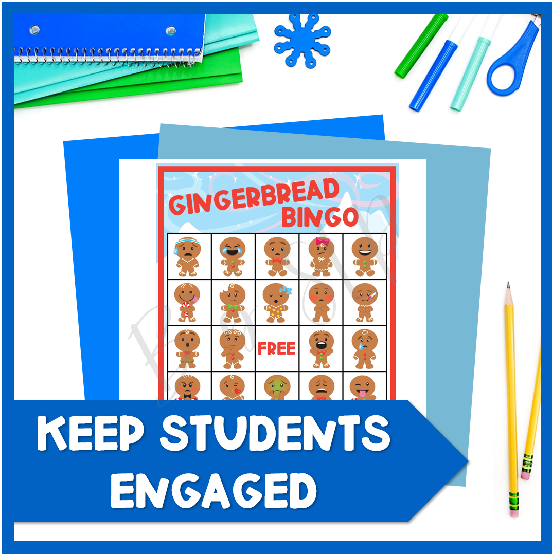 Christmas Winter Gingerbread Emotions Bingo Game Activity Speech Therapy