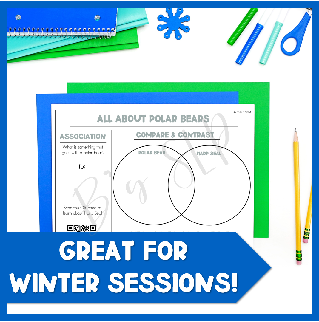 Winter, Christmas Comprehension Language Worksheets NO-PREP Speech Therapy